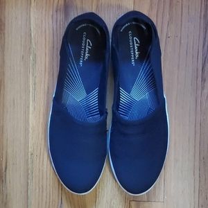 Clarks Cloudsteppers Shoes Womens Size 11M Black Slip-On Breeze Step Cushioned